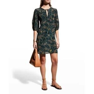 Johnny Was Marzanna Paisley Shift Dress Blue Silk Mini Tunic S